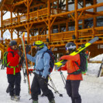 Stan Rey, Barclay Desjardins, Anna Segal Cole Richardson skiing at Lake Louise / Credit: Grant Gunderson